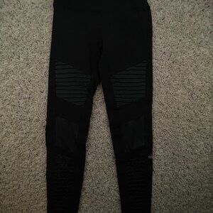 ALO Yoga Pants Women's Spandex Stretch XS Black High Waisted Ladies Moto Adult